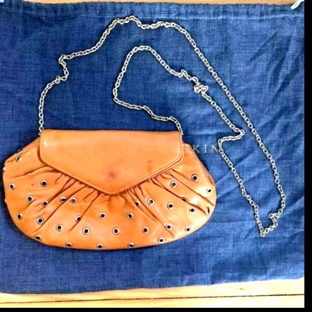 Lauren Merkin Vintage LEATHER SNAP CLOSURE 12.5n L x 6.25in H x 3in W GUC 🦚